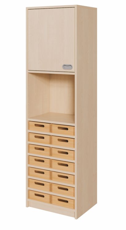 K Kombinationsschrank 180 x 52 cm, 14 flache Kästen/1 Tür li.